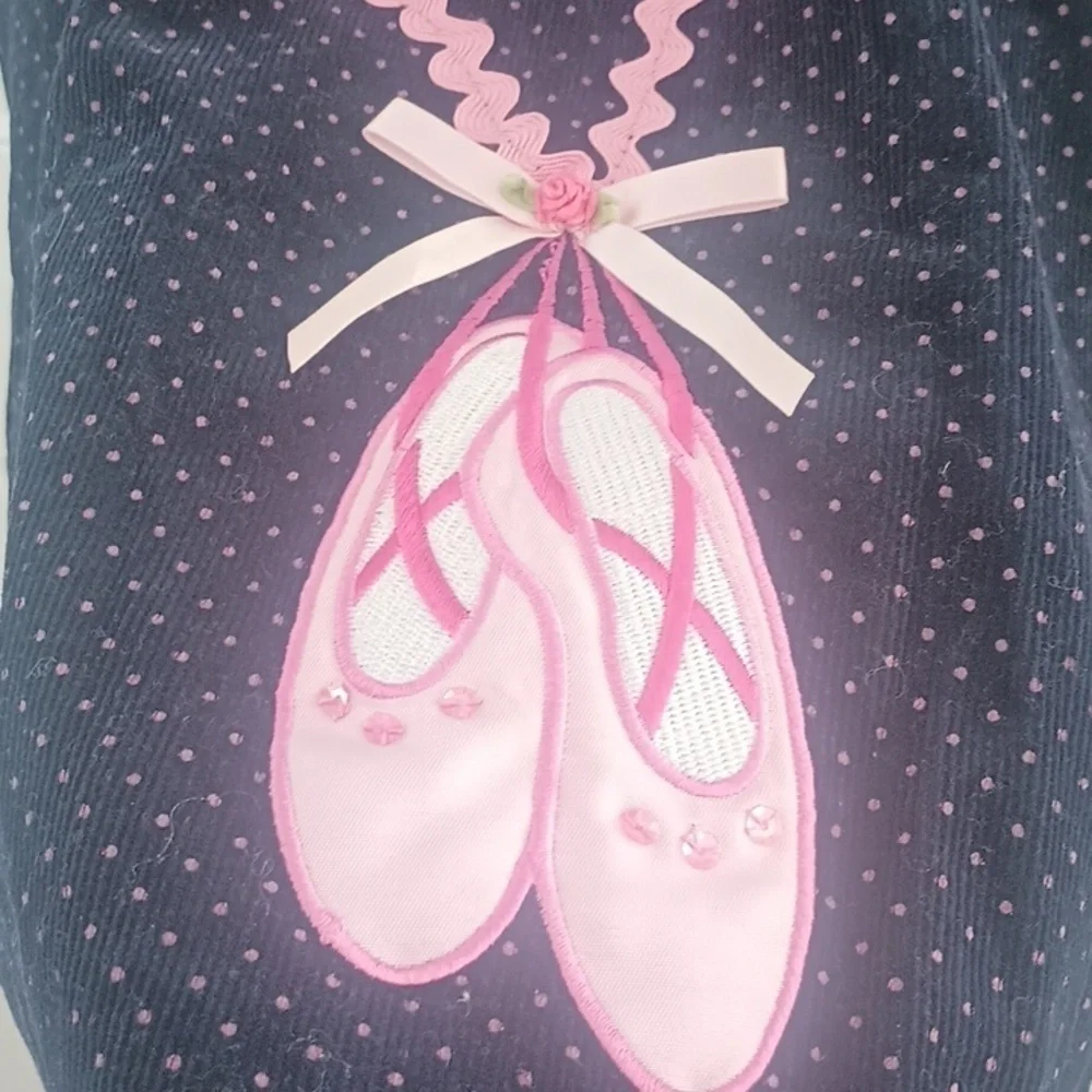 Vintage Rare too corduroy black and pink bric brac polka dot ballet dress size 6